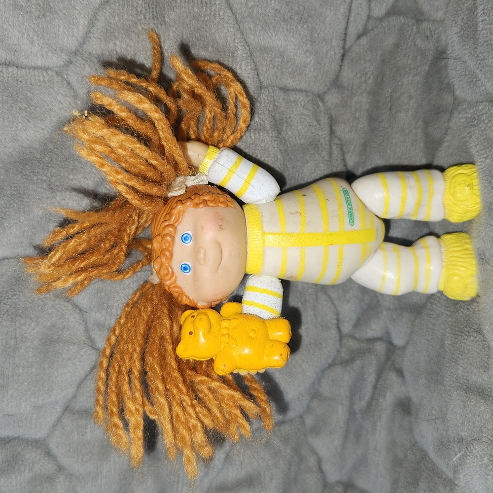 Vintage 1980s Cabbage Patch Kids Doll Mini Figure 3.5" Teddy Bear Red Pigtails